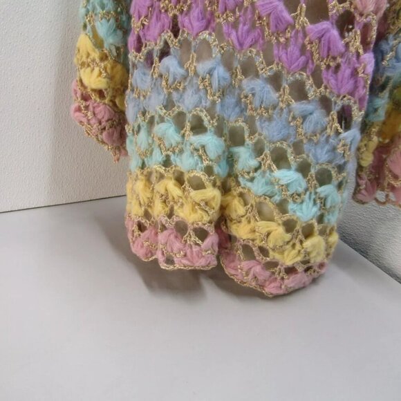 NEW  MARIDRUNA Emily Ombre Short Handknit Cardigan Size OS Pastel Multicolor - Picture 13 of 14